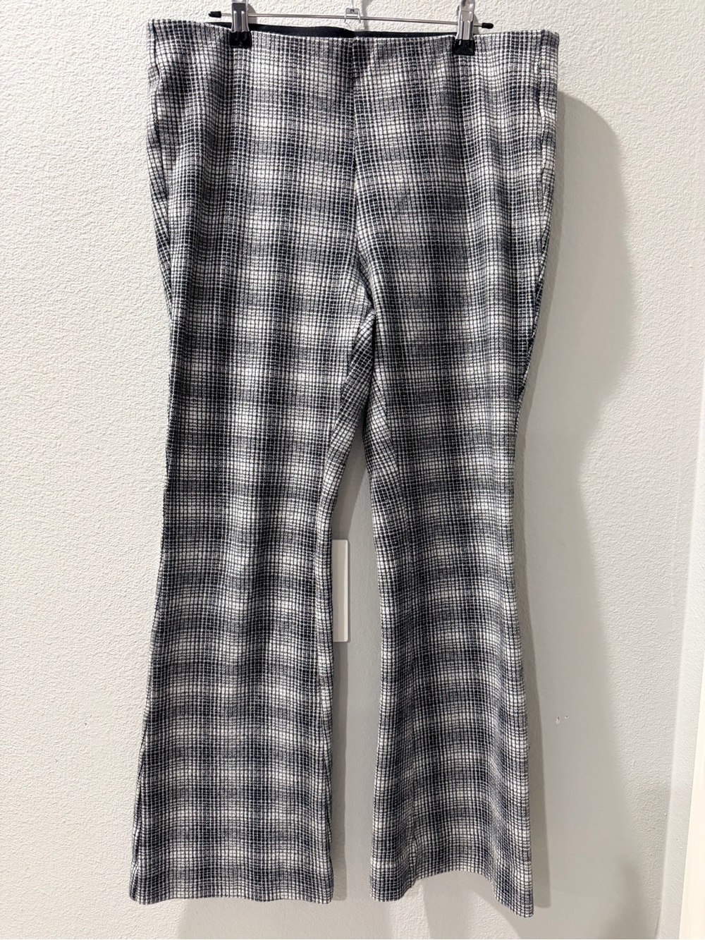 Mauve Black & White Plaid Flared Pants